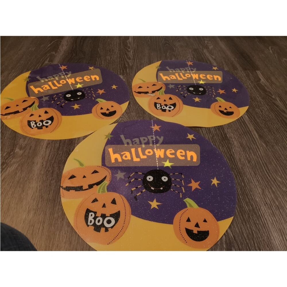 Happy Halloween Spiders & Pumpkin Circle Place Mats Holiday Seasonal Home Scary